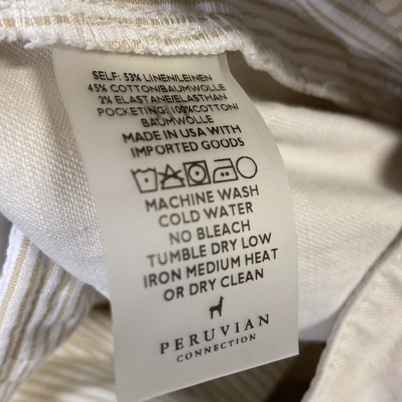 Peruvian Connection Linen Blend Straight Leg Ankle Pants Khaki Tan Size 6 - Picture 7 of 7